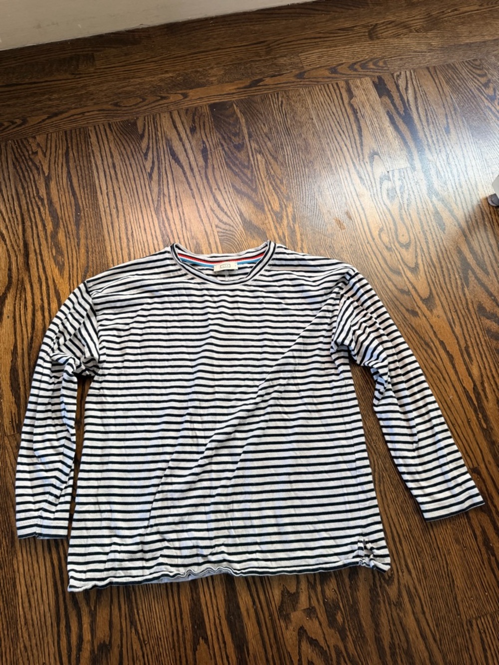 AYR Striped Long Sleeve Tee in black and White small